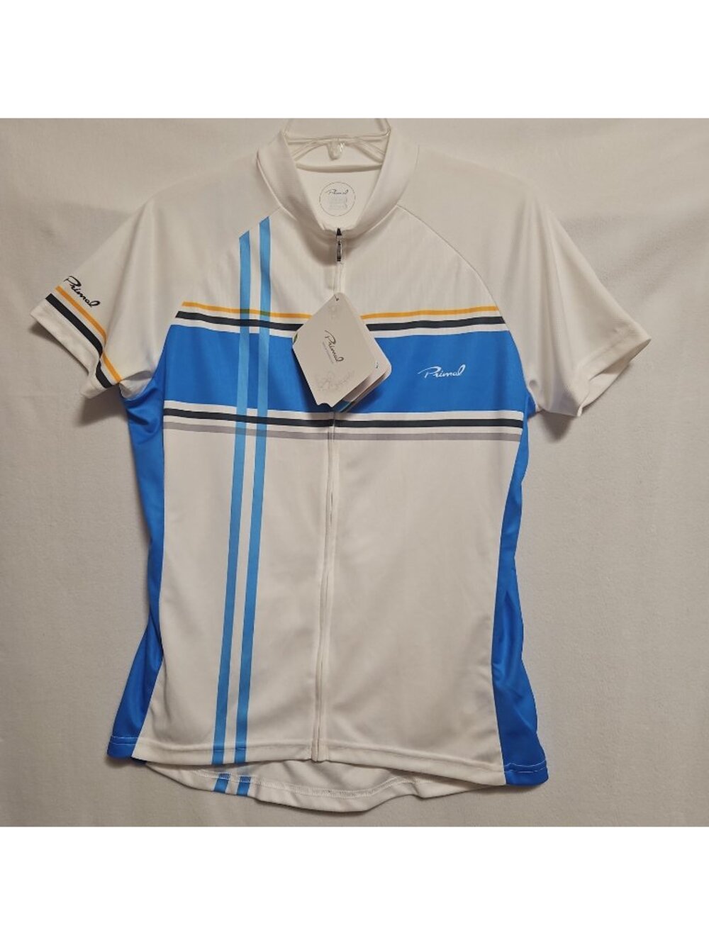 Primal Jayne Women's Cycling Jersey Sz XL Blue White Raglan Full Zip NWT Pockets